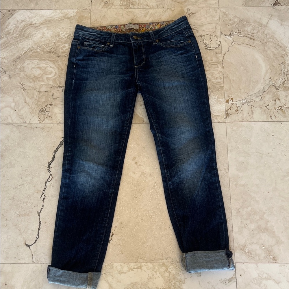 PAIGE Dark Blue Boyfriend Jeans